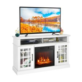 TV Stand - Fireplace TV Stand with 2000w Electric Insert and Remote Control-White