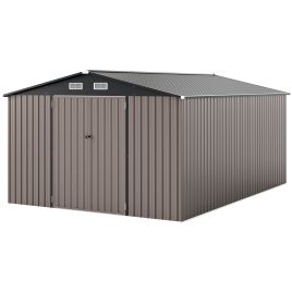ZONEVA 426 cm x 300 cm Outdoor Storage Shed Large Garden Tool House-Grey