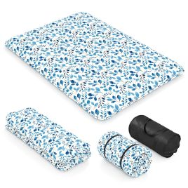 COREAR Japanese Floor Mattress with Washable Cover and Carry Bag-Blue and White-Double Size