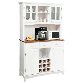 Kitchen Cabinet - Kitchen Cupboard with Adjustable Shelves and Drawers-White