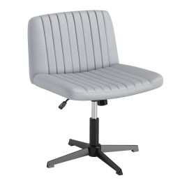 FARWYNNE Criss Cross Chair No Wheels with Soft-Padded Wide Seat and Adjustable Height-Grey