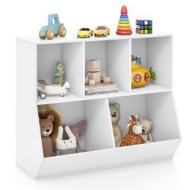 5-Cube Kids Toy Storage Organizer with Anti-Tipping Kits - White