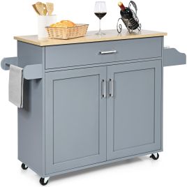 Kitchen Trolley - Rolling Kitchen Storage Trolley with Adjustable Shelf and Drawer-Grey