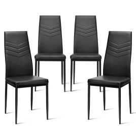 4 PCS Armless Side Chairs with Upholstered Cushion and Sturdy Metal Frame-Black