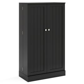 HARLIX 104cm Tall Kitchen Pantry Storage Cabinet with Doors and Adjustable Shelves-Black