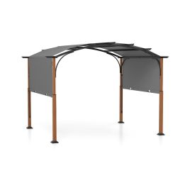 Garden Pergola - 300 x 360 cm Retractable Pergola Arched Patio Pergola with Sun Shade Canopy-Grey