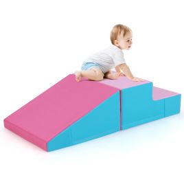 ANIVCO Toddler Climb and Crawl Foam Play Set-Pink & Blue