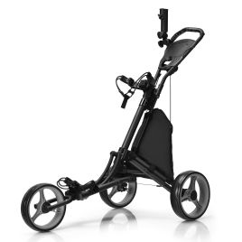 Golf - 3 Wheel Golf Push Pull Cart with Adjustable Height Handle-Grey