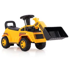 Kids Pedal Vehicle - Kids Ride on Excavator Bulldozer with Adjustable Front Bucket-Yellow