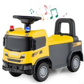 SYLVERNE Kids Ride On Push Car with Lights and Under-seat Storage-Yellow