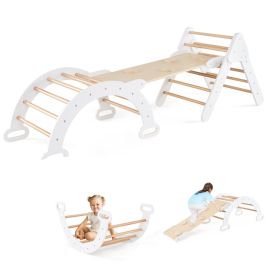 NOVI 5-in-1 Triangle Climbing Toys with Arch Ramp for 1+ Years Old-White