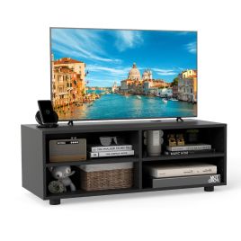 CINDRELL Home TV Stand with 5 Positions Adjustable Shelves for TV up to 4 Cubbies-Black