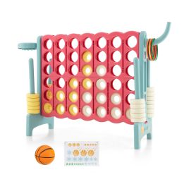 Upgraded 4-to-Score Game Set with Basketball Hoop and Toss Ring for Kids and Adults-Navy