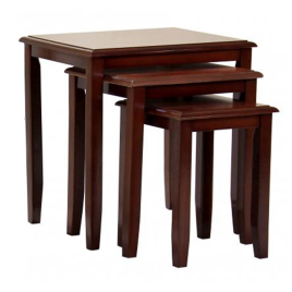 Charnwood Solid Rubberwood Nest of Tables Stylish Decor Space-Saving Set in Mahogany