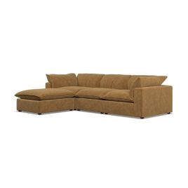 Corner Sofa - PUEBLA Fabric 3 Seater Right Hand Facing Amber - Footstool End