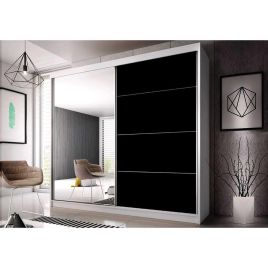 Sliding Wardrobe - MALTA I 2 Door Mirrored Wardrobe White Matt 203cm
