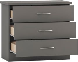 NEWBIGGIN I Grey Chest of Drawers - Medium-sized, 3 Drawers