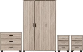 Wardrobe Set - OLDBURY 3 Door Bedroom Set Light Oak Effect 120cm
