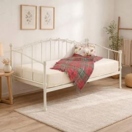 Paris Metal Day Bed Frame - 3ft Single - White