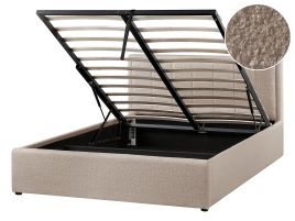 MONTI Ottoman Bedframe Boucle 140 x 200cm EU Double Bed Taupe
