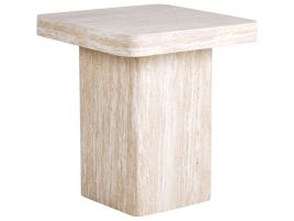 CROFTONMERE Side Table Travertine Effect - Beige