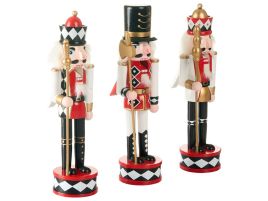 RICKLENA Set of 3 Nutcracker Christmas Decorations Figurines - White and Red