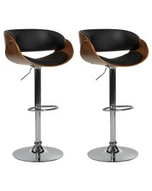 Set of 2 Bar Chairs BAKU Faux Leather Swivel Black