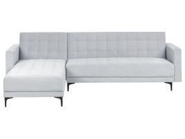 Corner Sofa - ABERVON Right Hand Facing Velvet Light Grey