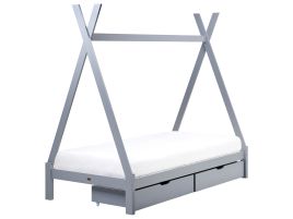 DEVI Kids Bedframe Pine Wood 90 x 200cm EU Single Bed with Storage Grey