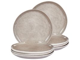 DEARNCOMBE Set of 8 Dinner Decorative Plates Stoneware - Grey