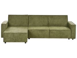 Corner Sofabed - ROMARA Right Hand Facing Fabric Green