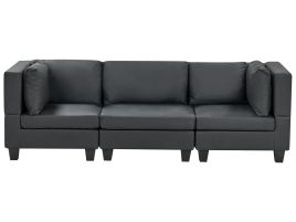 3-Seater Modular Faux Leather Sofa Black UNSTAD
