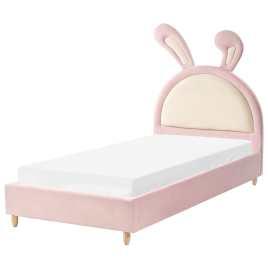 BRENN Single Velvet Kids Bed - Pink