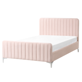 KEWAL Small Double Velvet Bedframe - Pastel Pink
