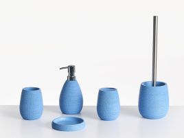 WOODDEN 5-Piece Bathroom Accessories Set - Blue