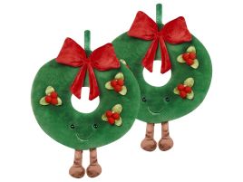 Set of 2 Decorative Cushions BONBON 45 x 45 cm Green Christmas Pattern