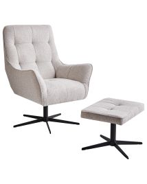 Swivel Armchair MOLLE with Footstool Light Beige