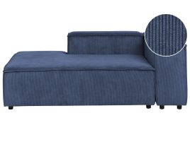 TROMSO Corduroy Fabric Right-Hand Chaise Lounge - Dark Blue