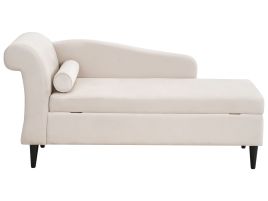 STOWMERE Velvet Left-Hand Chaise Lounge with Storage - Beige