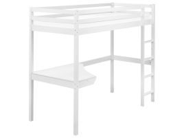 LOUFI Wooden Kids High Sleeper Bedframe with Desk EU Single Size White