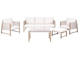 WREXLEIGH Garden Lounge Set with Table and Ottoman 5 Seater - Beige