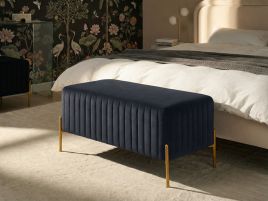 BOHIVO Velvet Ottoman Bench - Black