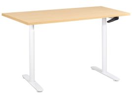 LEYBOURNE Manual Adjustable Standing Office Desk 120 cm - White with Light Oak