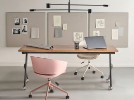 FEXUFA Foldable Office Desk - Brown and Black, 180cm