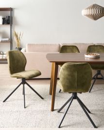 KADUXA Velvet Swivel Dining Chairs Set of 4 - Green