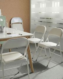 JORVEX Metal Folding Dining Chairs Set of 4 - White