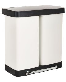 OTTERBOURNE Metal Double Pedal Waste Bin - White