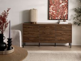 NOCTURA Oak Finish Chest of Drawers - Extra Large-sized, 9 Drawers
