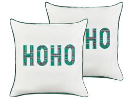 Set of 2 Decorative Cushions JOYCANDY Cotton 45 x 45 cm White Christmas Pattern