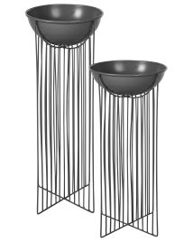 Set of 2 Elevated Plant Pots FICARIA Metal 22 cm Black